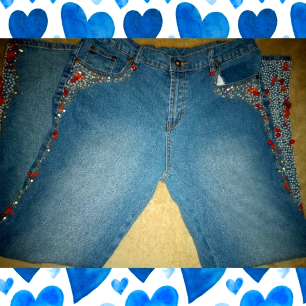 Pearl Embellished Flare Jeans